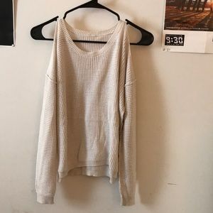 Cream cold shoulder top